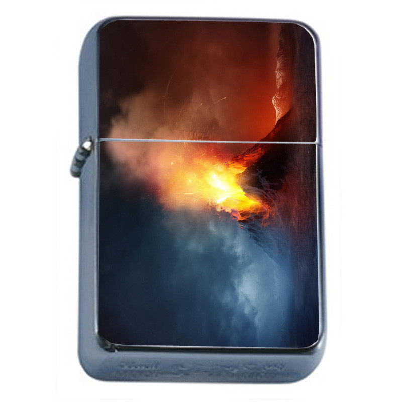 Volcanoes D10 Flip Top Oil Lighter Wind Resistant