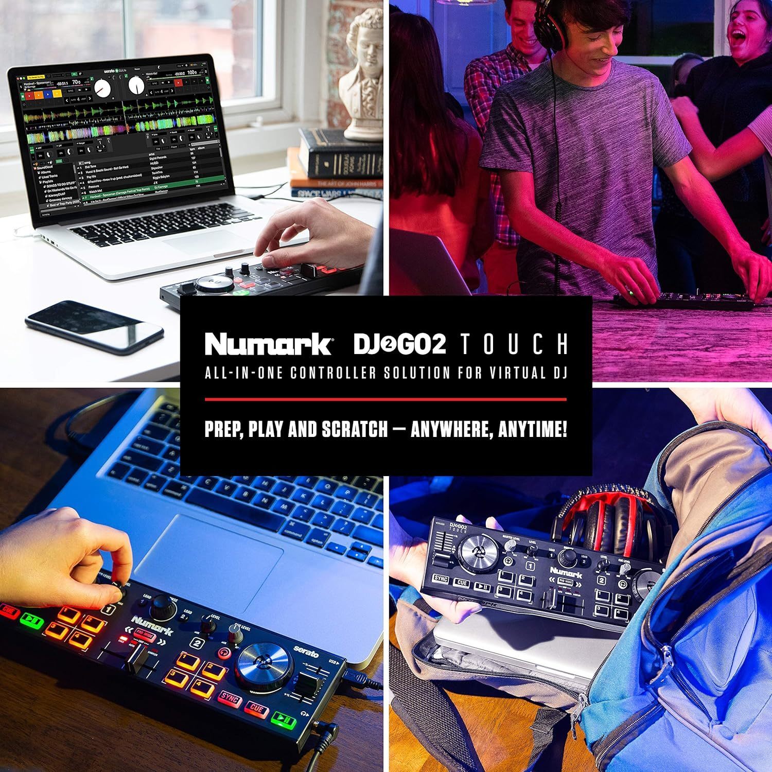 Numark DJ2GO2 Touch Compact 2 Deck USB DJ Controller