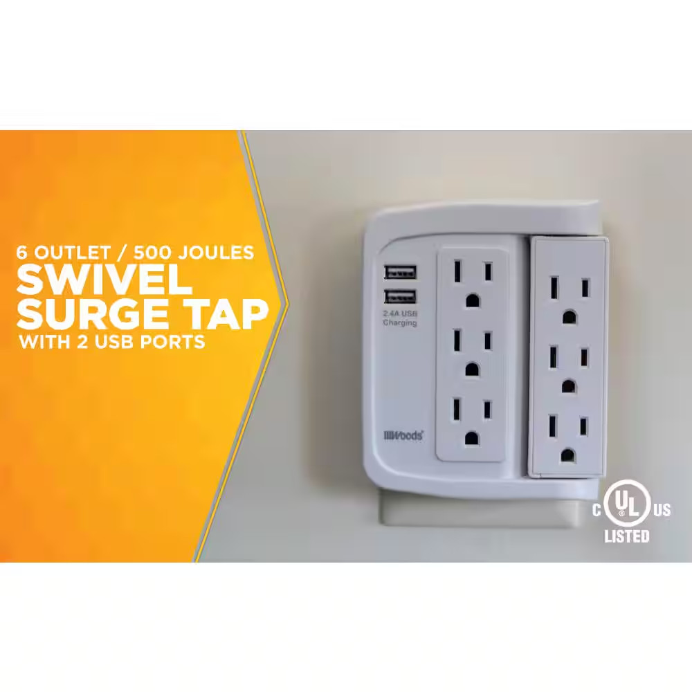 6-Outlet Surge Tap with Phone Cradle