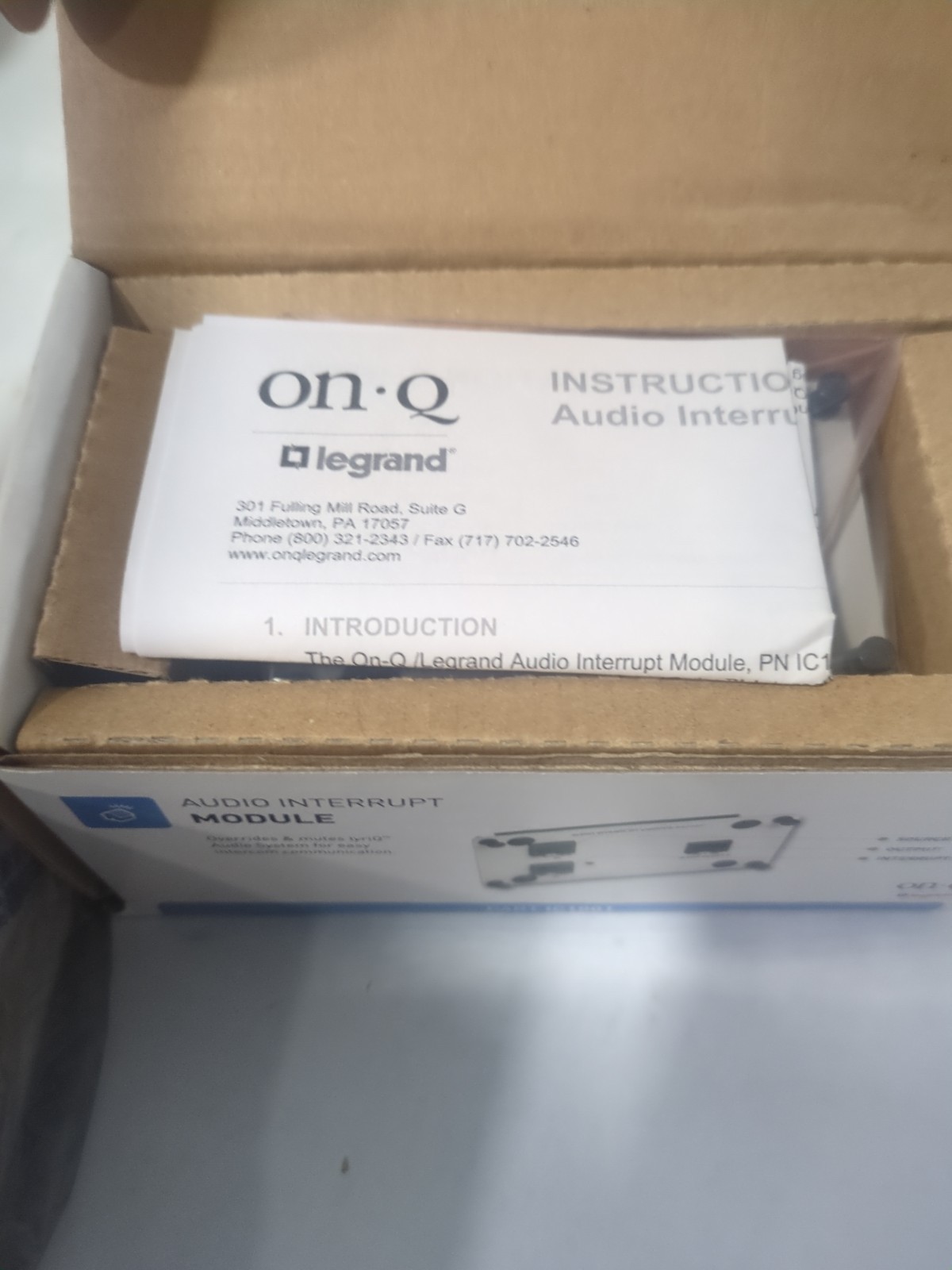 NEW On-Q Legrand lyriQ Audio Interrupt Module IC1001 Open Box Complete