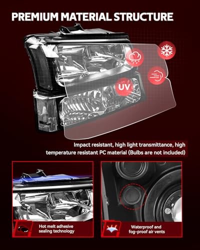 Headlight Assembly Compatible with 2003 Clear-Chrome/ for 03-06 Silverado 1500