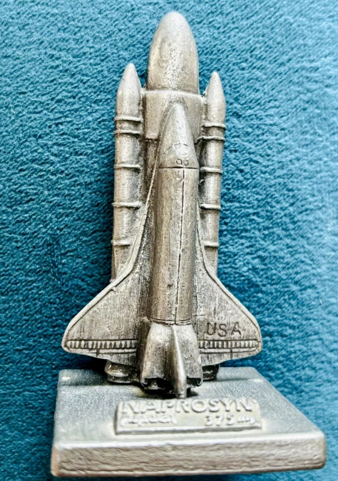 VTG NASA Space Shuttle Mini Pewter Figurine NAPROSYN Advertising Paperweight HTF