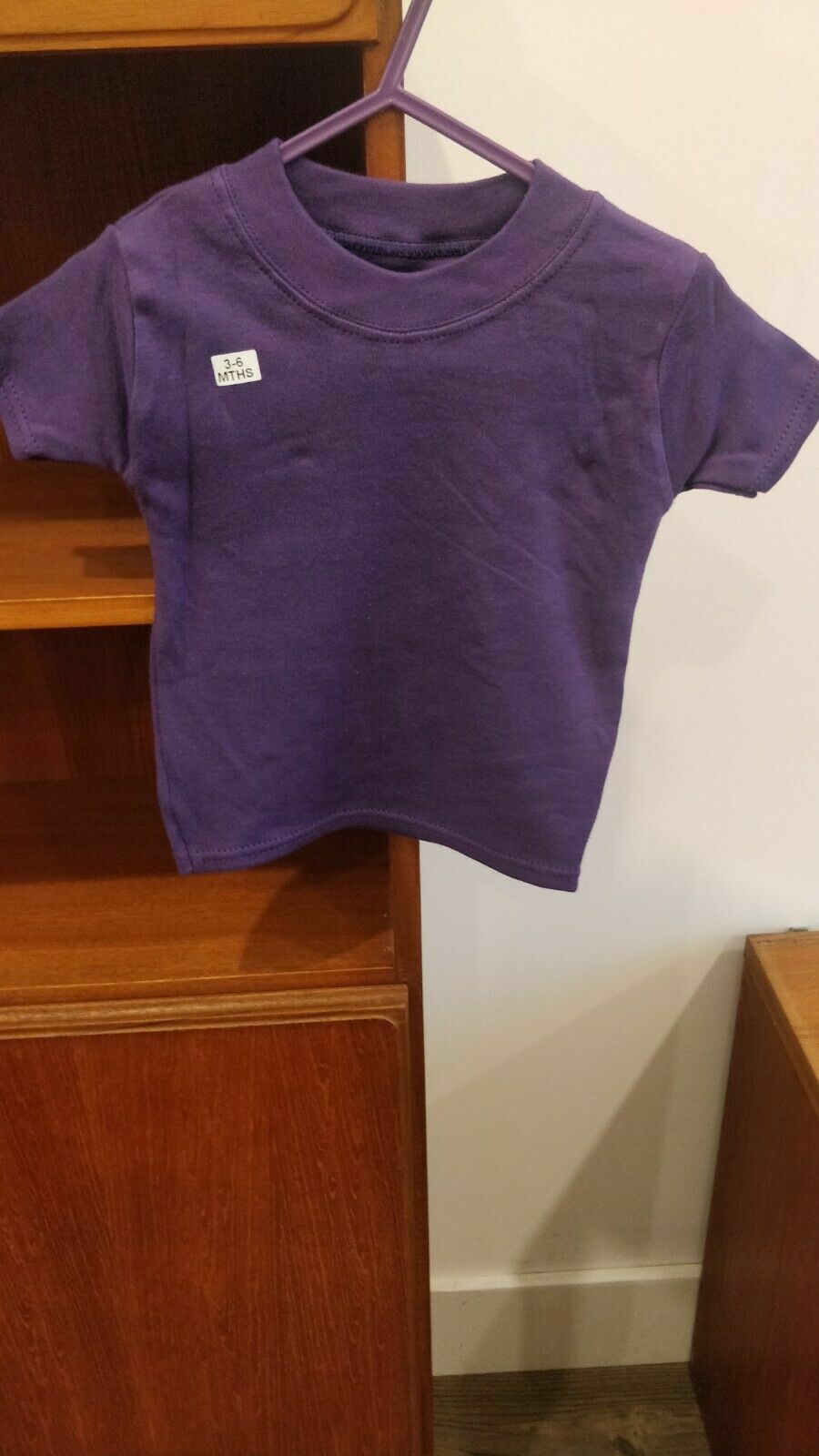 BABY BOYS GIRLS SHORT SLEEVE T-SHIRT 100% COTTON JERSEY 6-12 MONTHS NEW PURPLE