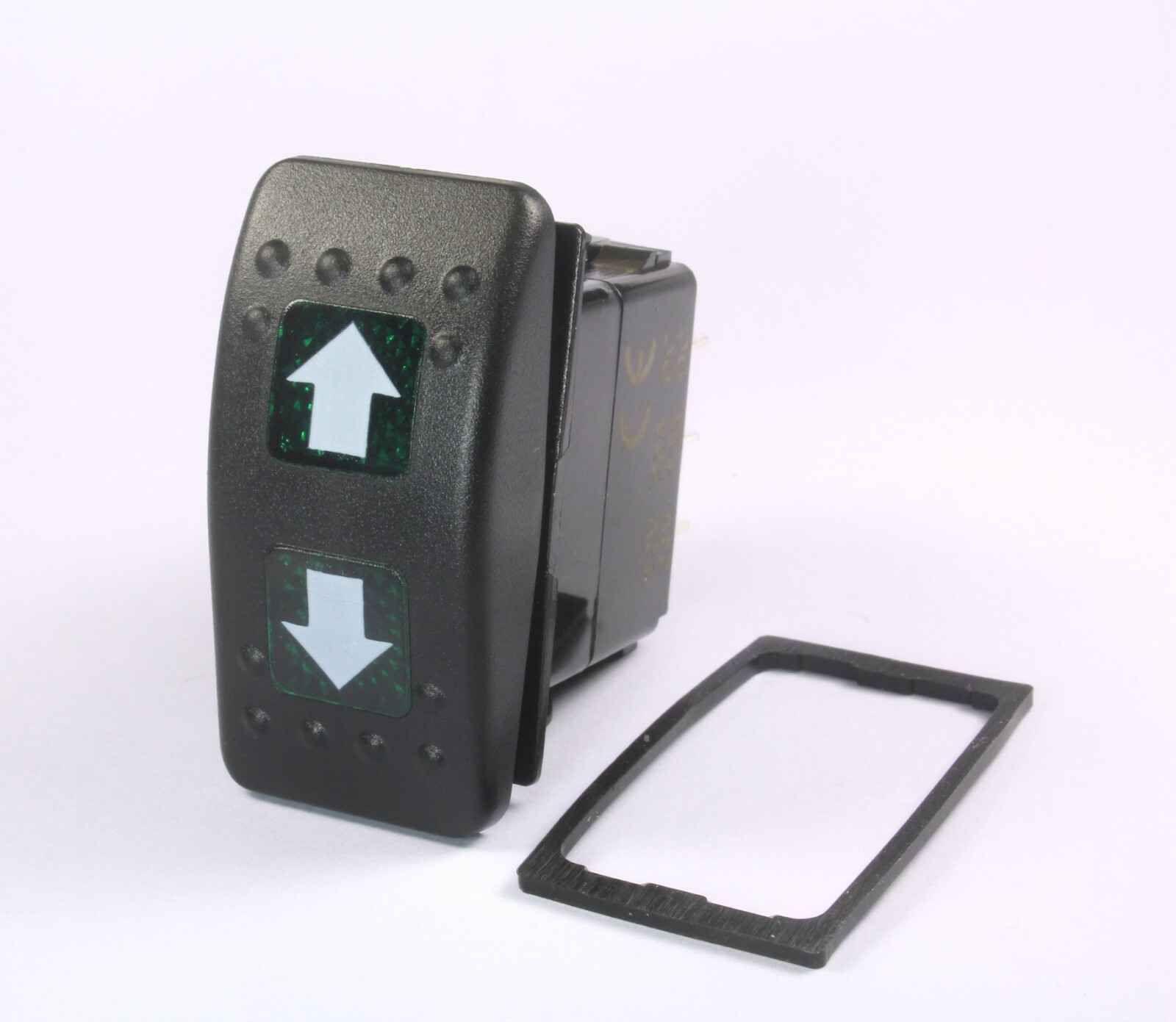 MOMENTARY Lighted Rocker Switch ON/OFF/ON UP DOWN Arrows SPDT 12v 20A Green