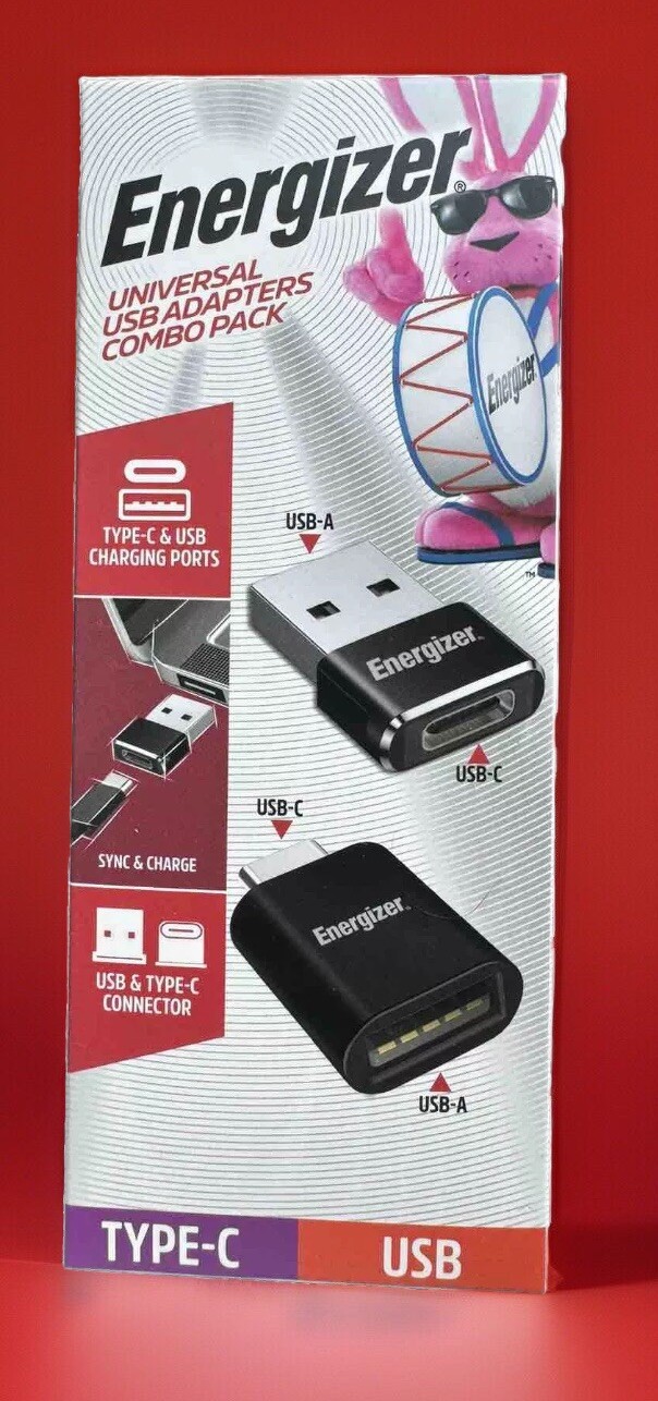 Energizer Universal USB Adapters Combo Pack USB & Type-C Charging Ports