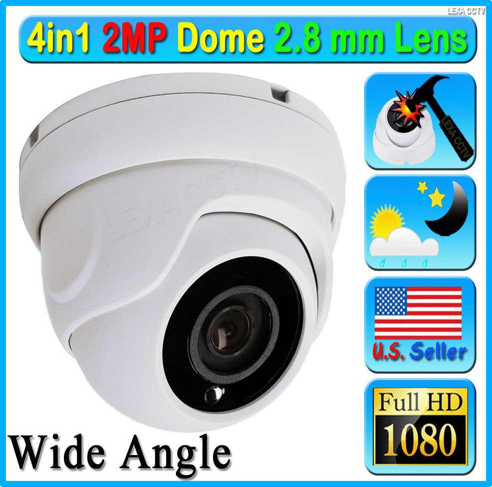 HD 2MP 1080P 4in1 Security Camera Wide 2.8mm Lens Dome CCTV Outdoor TVI AHD ETC