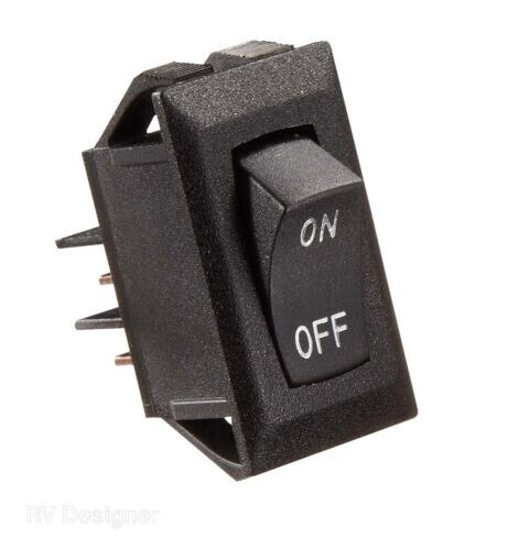 RV Designer Collection Black S269 Rocker Switch 10A W/Silver Text