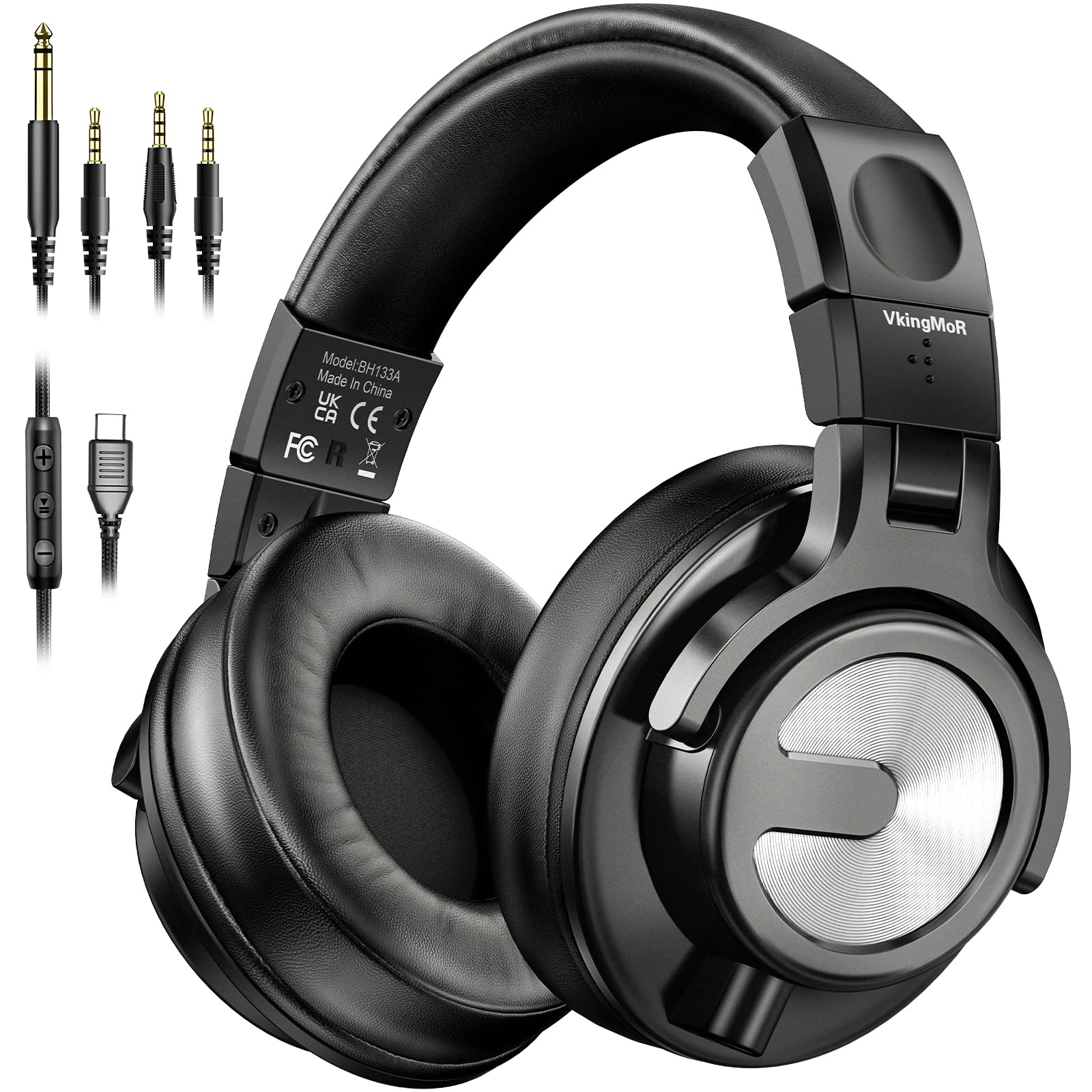 USB C Headphones Wired Over Ear with 50mm Drivers, Studio Monitor & Black