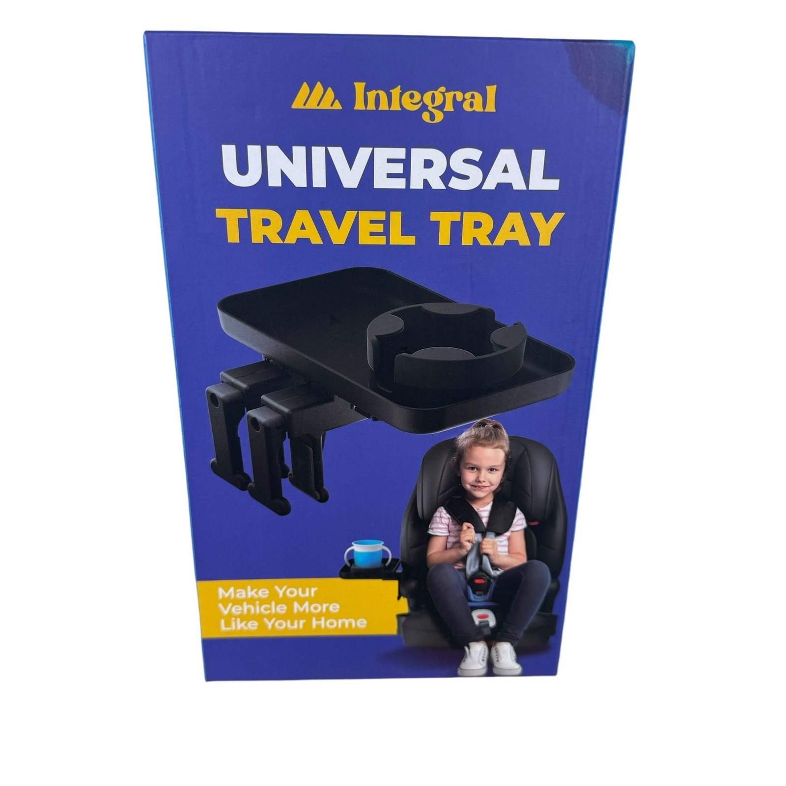 New In Box Black Universal Travel Tray Cup Holder Adjustable Multi-Use