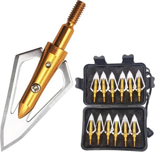 USA 12Pcs Broadheads 100 Grain 0.9" Cut 402 Stainless Steel Arrow Crossbow tips