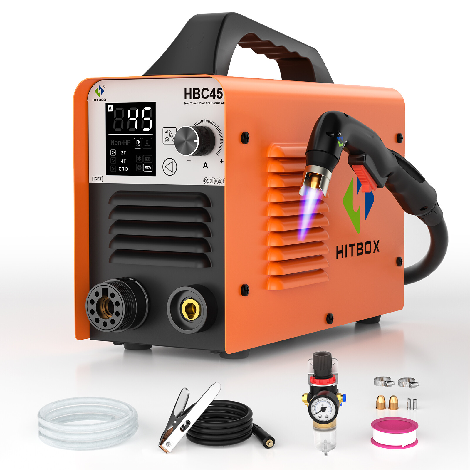 45A 110/220V Non-Touch (Non-HF) Household Pilot Arc HITBOX Plasma Cutter NEW