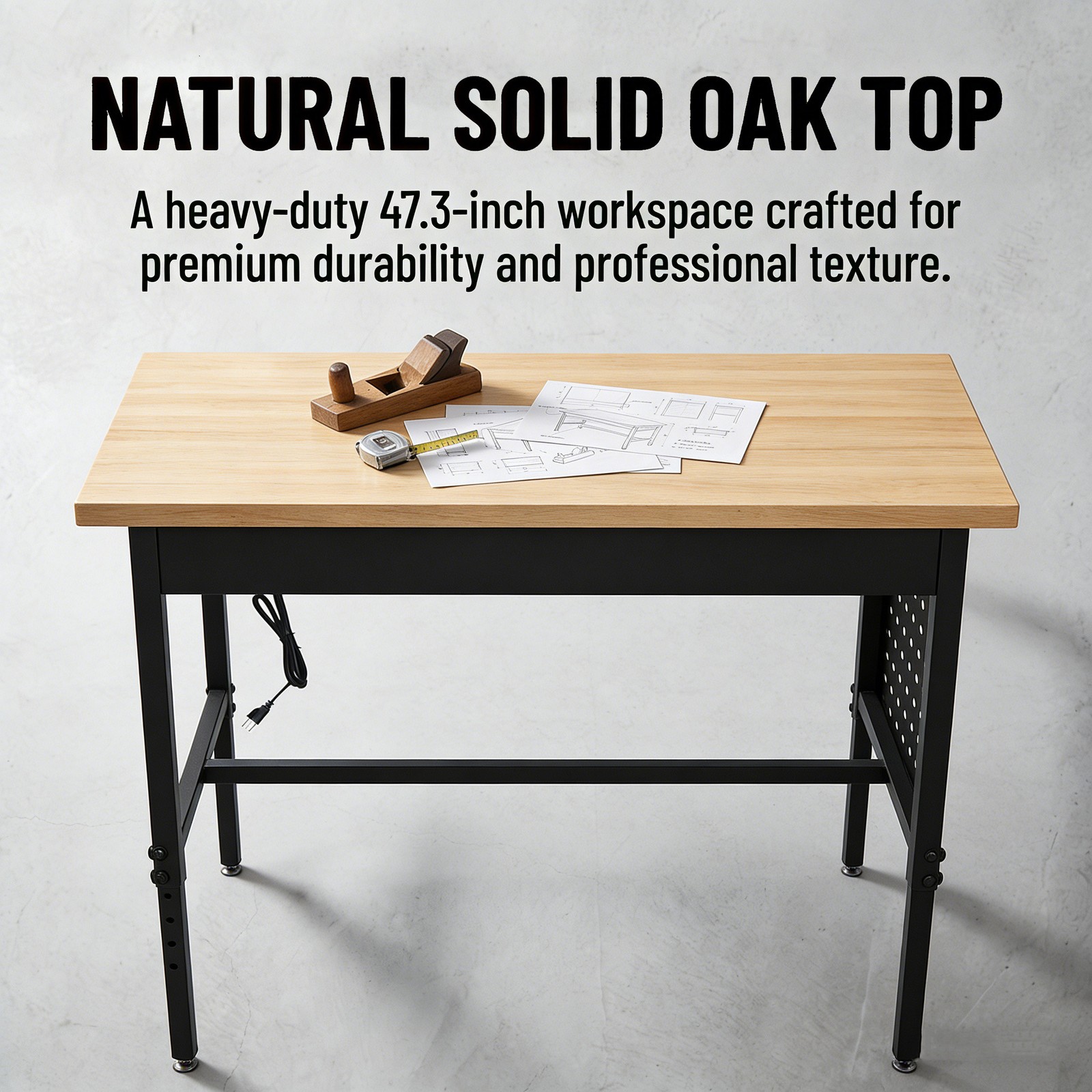 Workbench with Power Outlets & USB, 2500LBS Capacity, Adjustable Height, 60"x24"