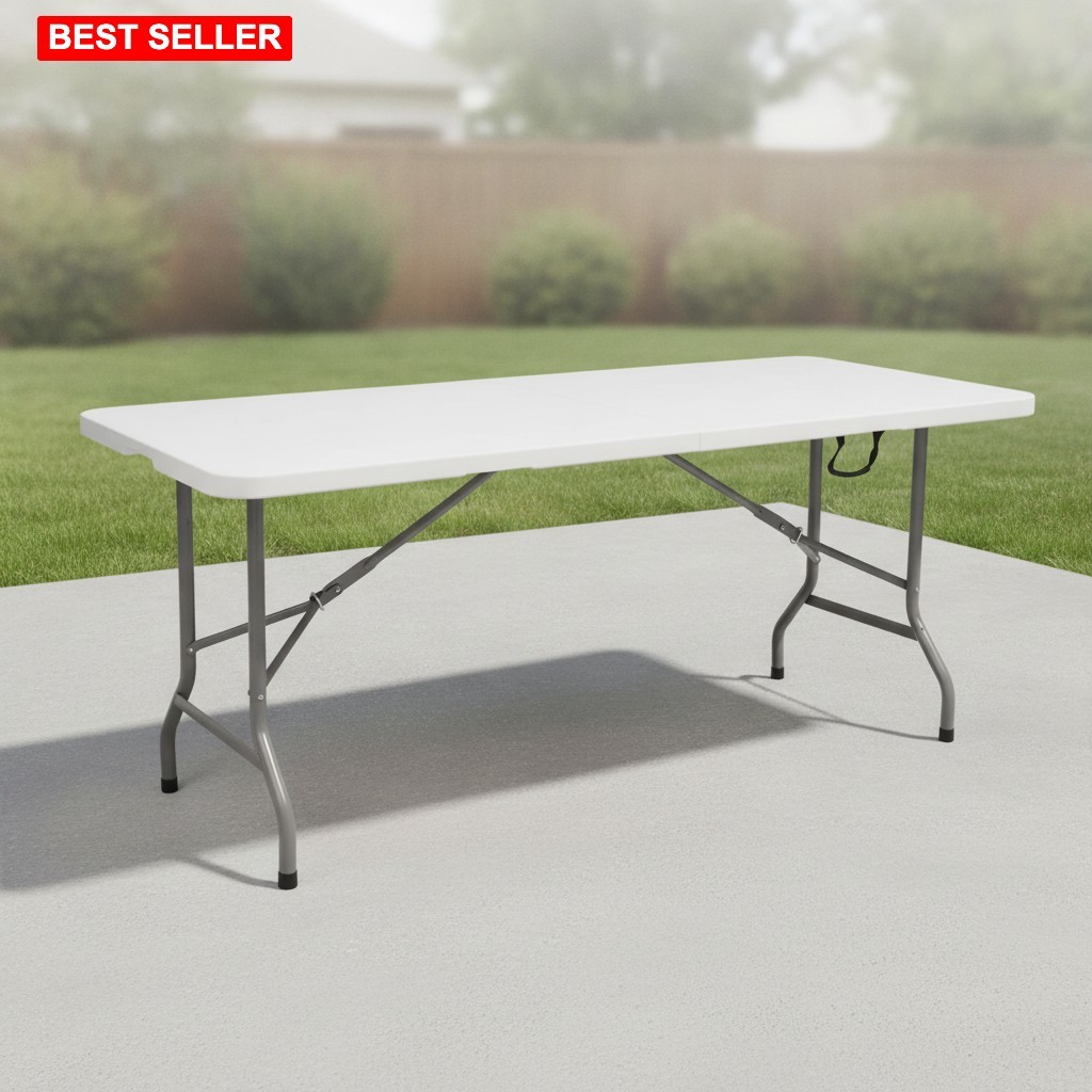 Outdoor Patio Dining Table 8 People Foldable Portable Weather Resistant Metal