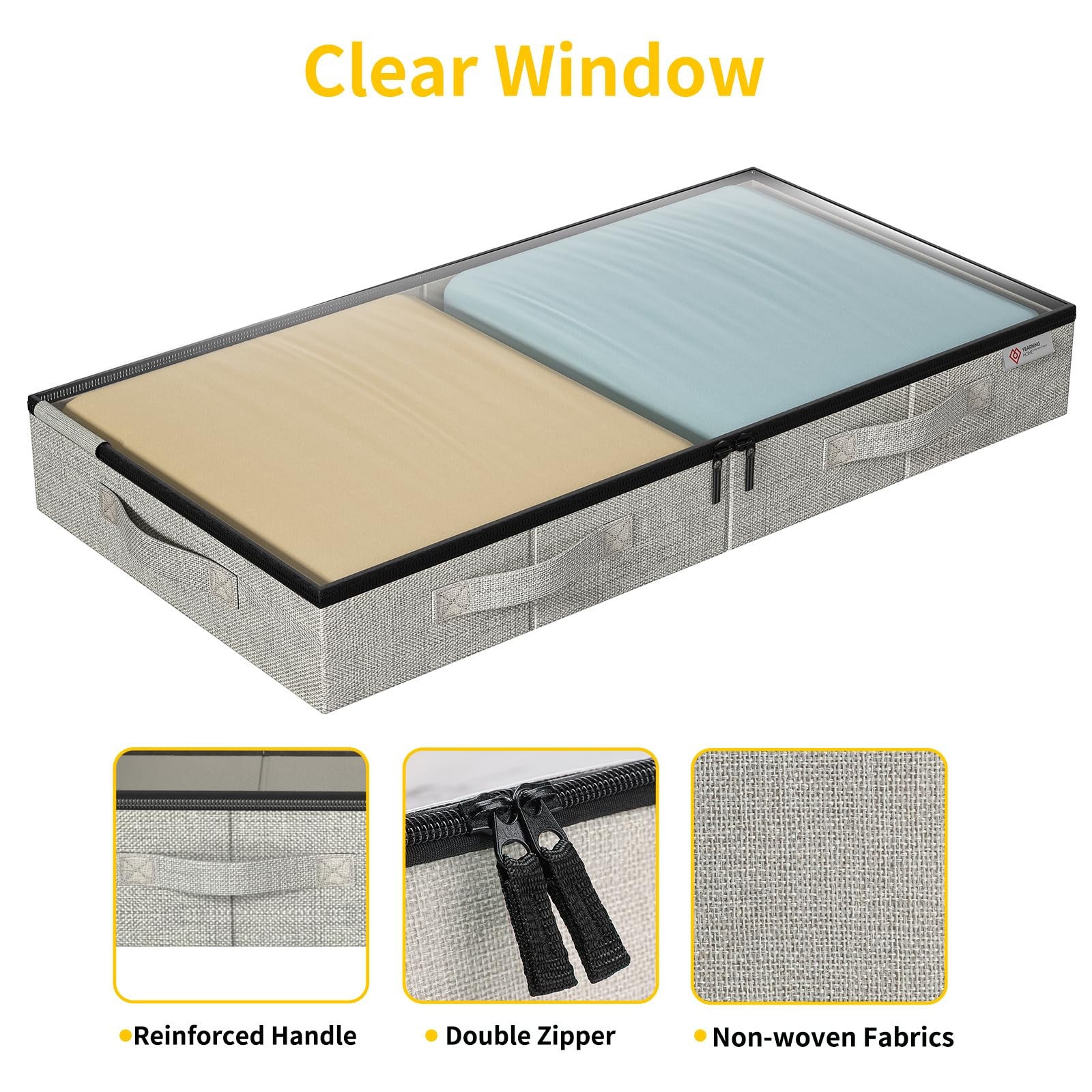 4.5 Inches Under Bed Storage Containers with Sturdy Sidewalls/Bottom 4 Pack