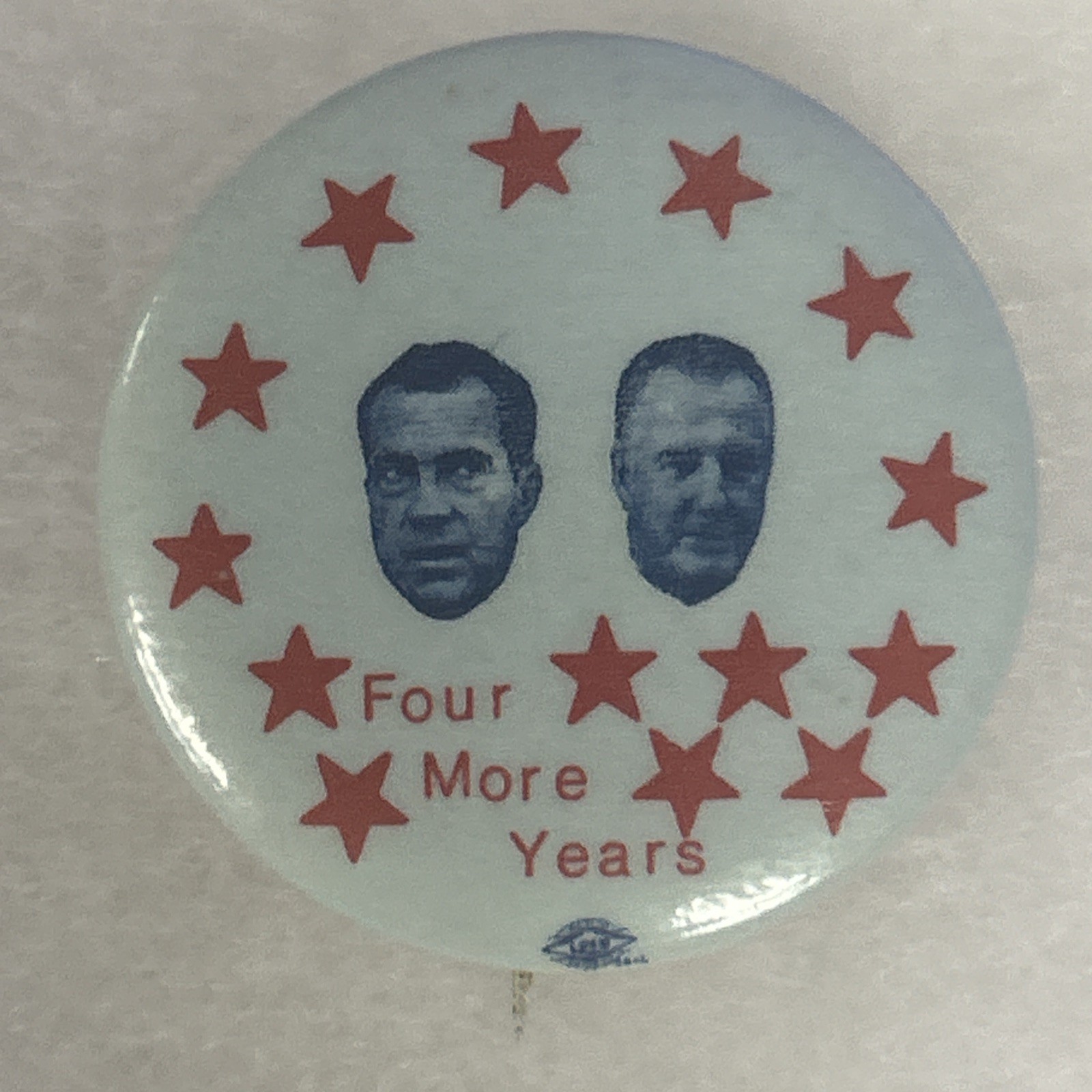 Nixon Agnew Four More Years jugate  1 1/4” pinback button pin