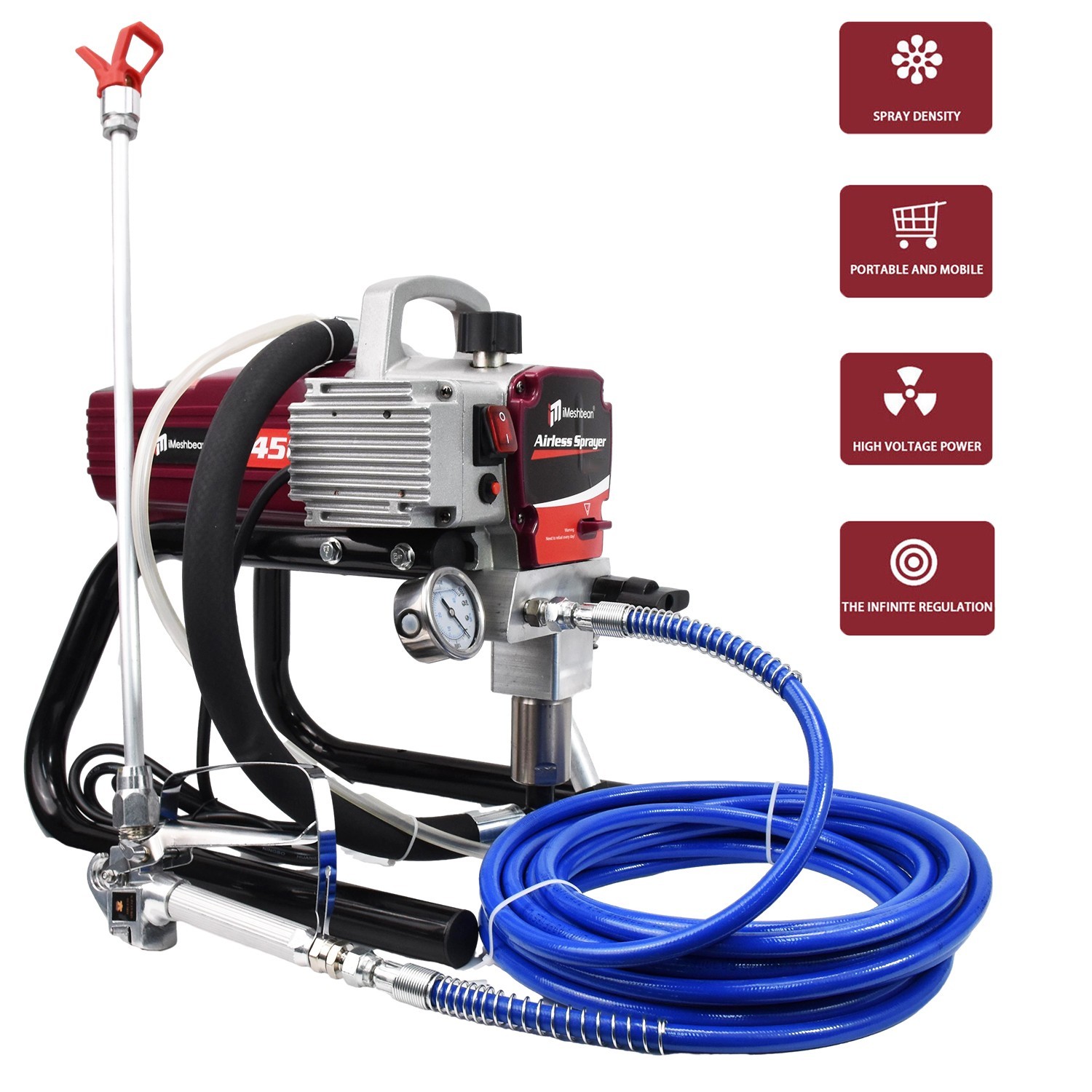 2.5HP Electric Airless Paint Sprayer High Efficient 3300PSI W/Extension Rod 110V