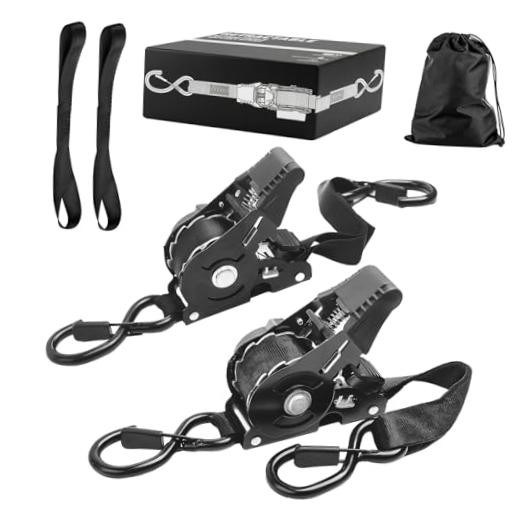 Heavy Duty Retractable Ratchet Strap - 10 FT - 1800 LB - 2-Pack - Break Strength