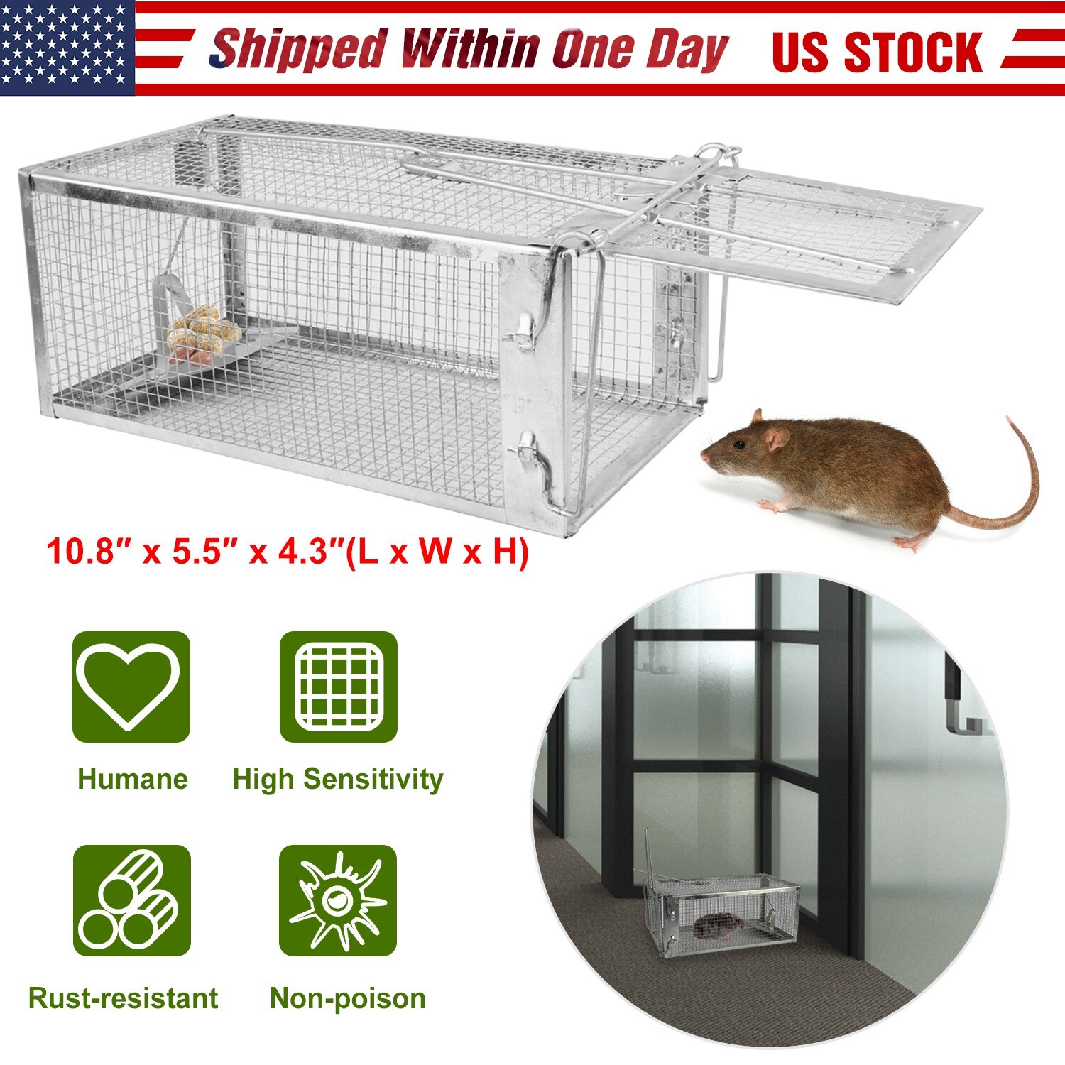 Large Live Humane Cage Trap for Squirrel Chipmunk Rat Mice Rodent Animal Catcher