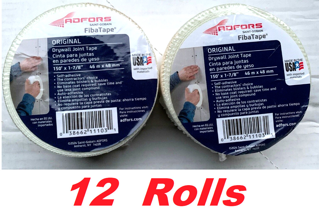 FibaTape FDW658660 Glass Mesh Joint Drywall Tape 150' Length x 1-7/8" (12 Rolls)
