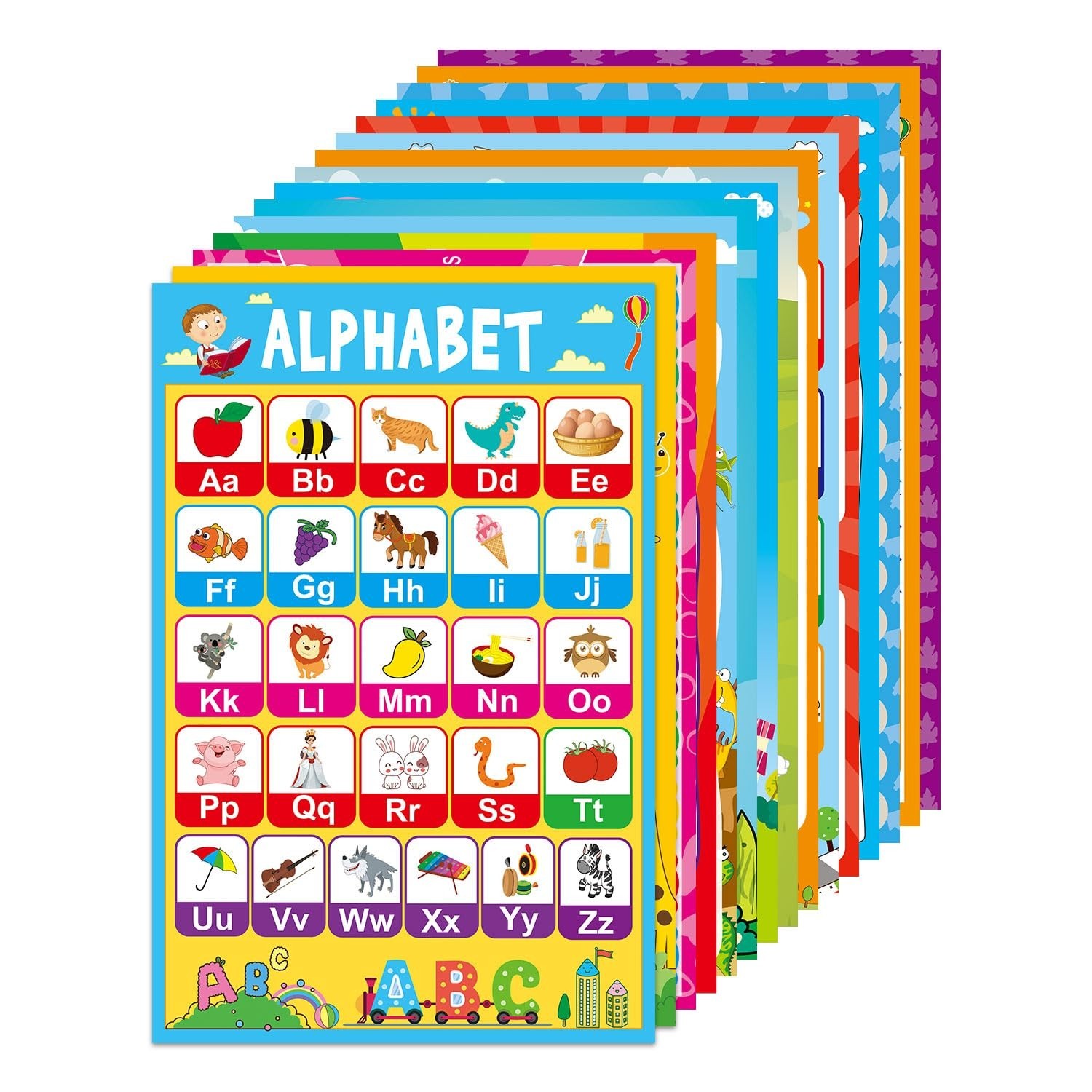 ADELULU 15 Educational Posters for Toddlers Kids Learning Alphabet Numbers Sh...