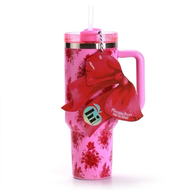 Hi Peach Layne 40 oz Pink Beauty Insulated Tumbler with Nail