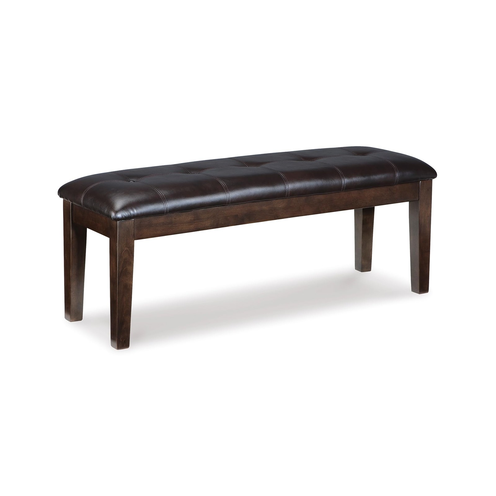 Dark Brown Tufted Upholstered Dining Bench With Wood Frame