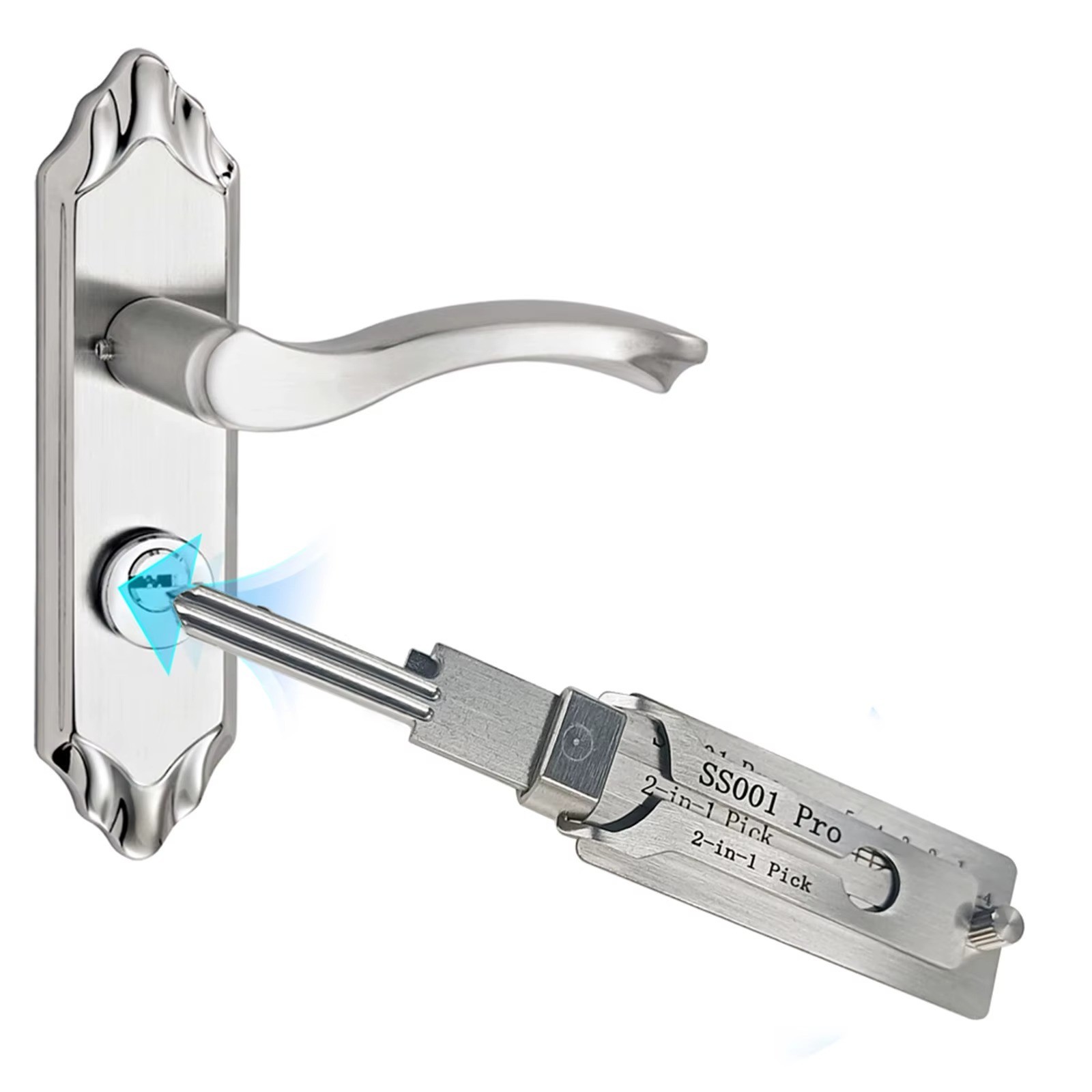 2-in-1 Stainless Steel Key Decoder Portable Precision Hook Pickup Hand Tool 1pcs