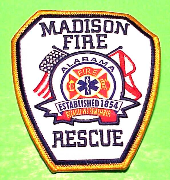 MADISON  ALABAMA  AL  FIRE / RESCUE 4 1/4"  FIRE DEPT. PATCH  FREE SHIPPING!!!