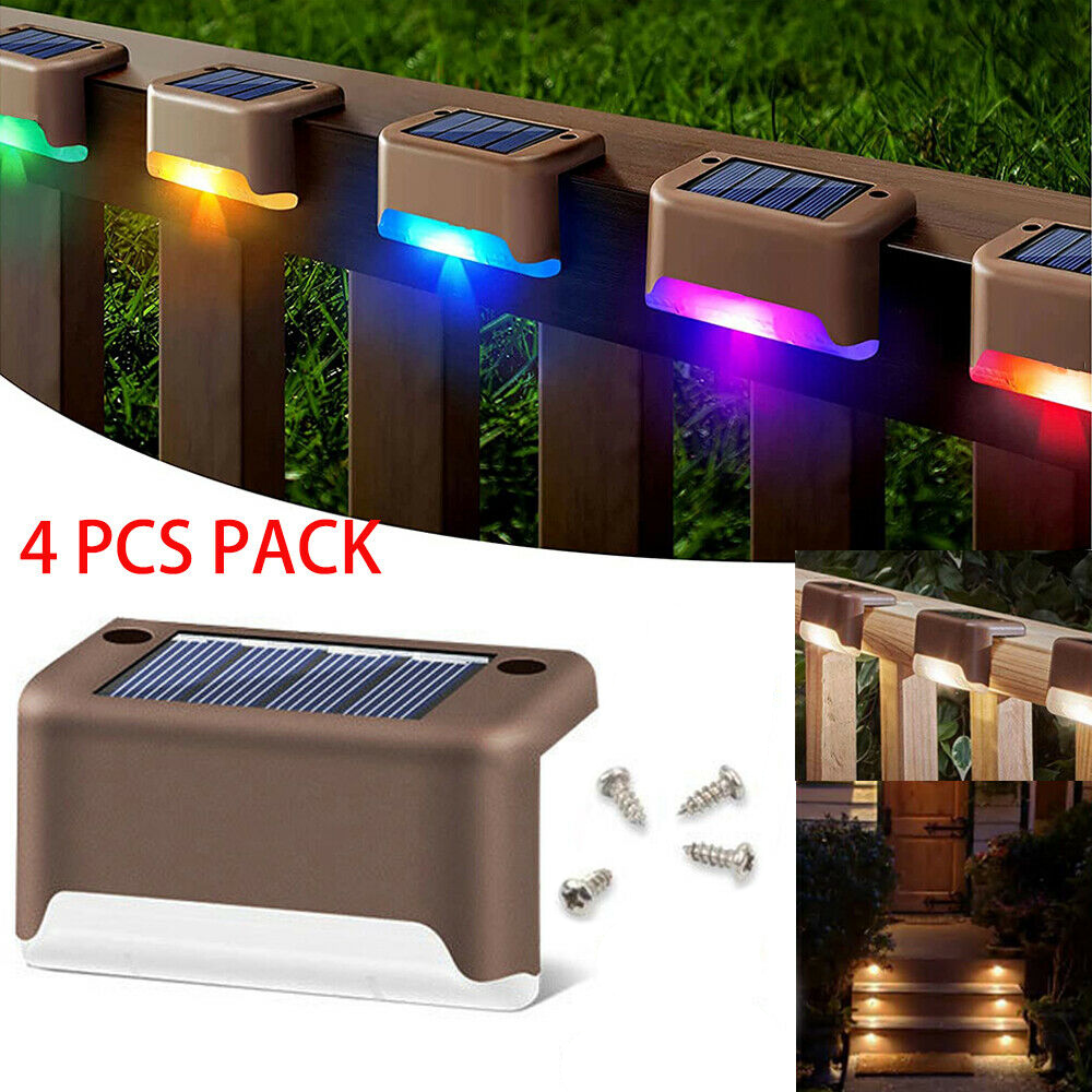 4Pcs Solar LED Deck Lights Outdoor Path Garden Pathway Stairs Step Fence Lamp US