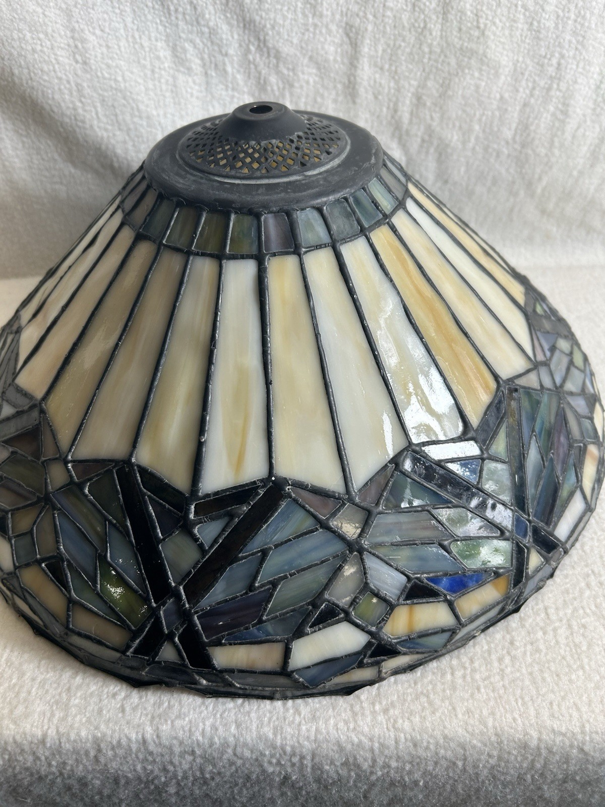 Meyda 15"W Tiffany Jeweled Peacock Multicolored Leaded Glass Lamp Shade