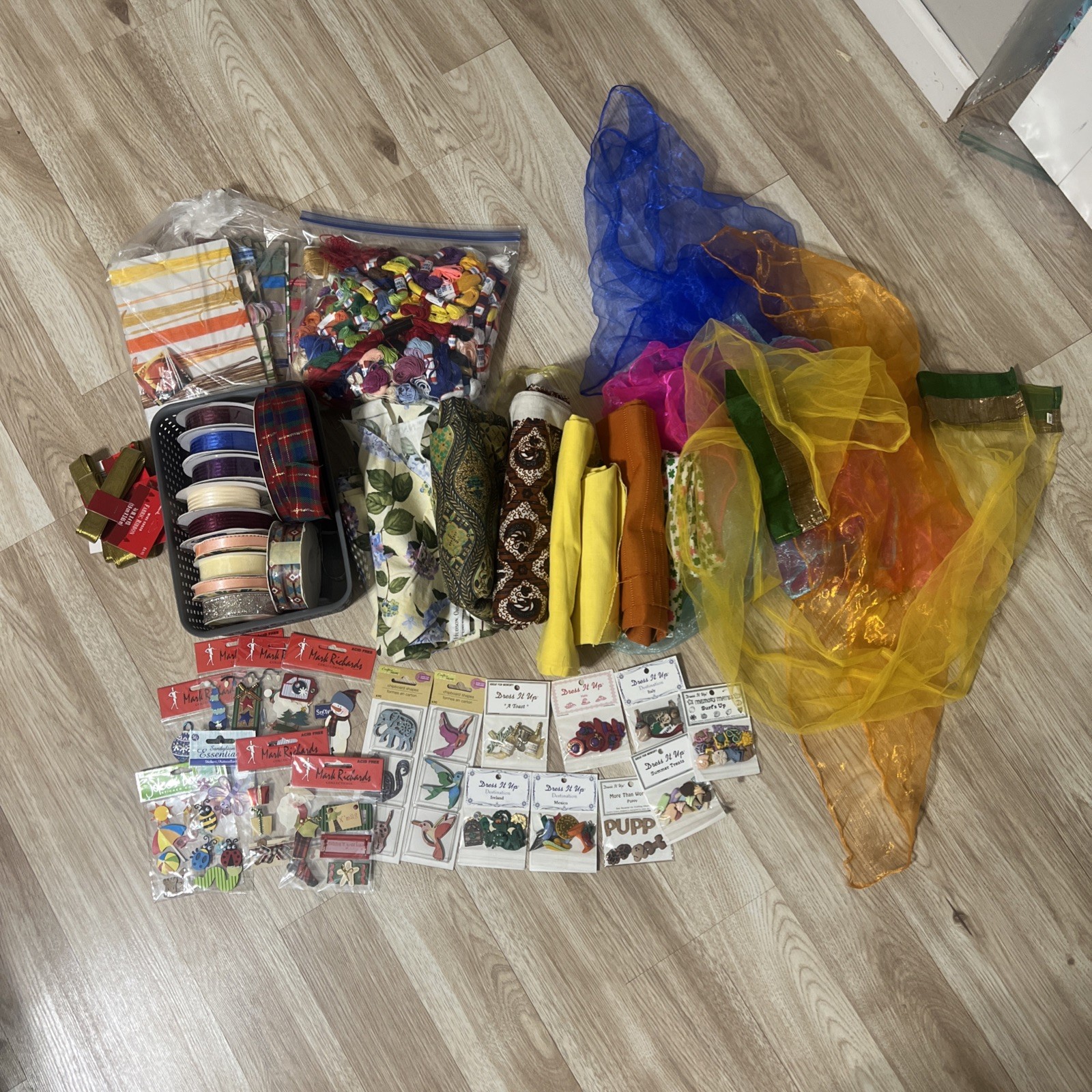 150 Plus Lot Of Friendship Thread Mixed Colors Ribbon stickers tulle fabric