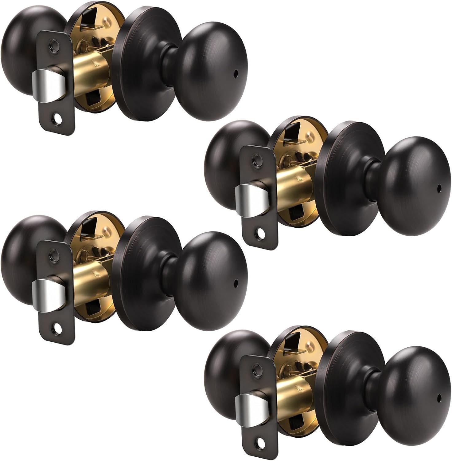 KNOBWELL 4 Pack Privacy Locking Door Knob, Interior 4 Pack, Lock