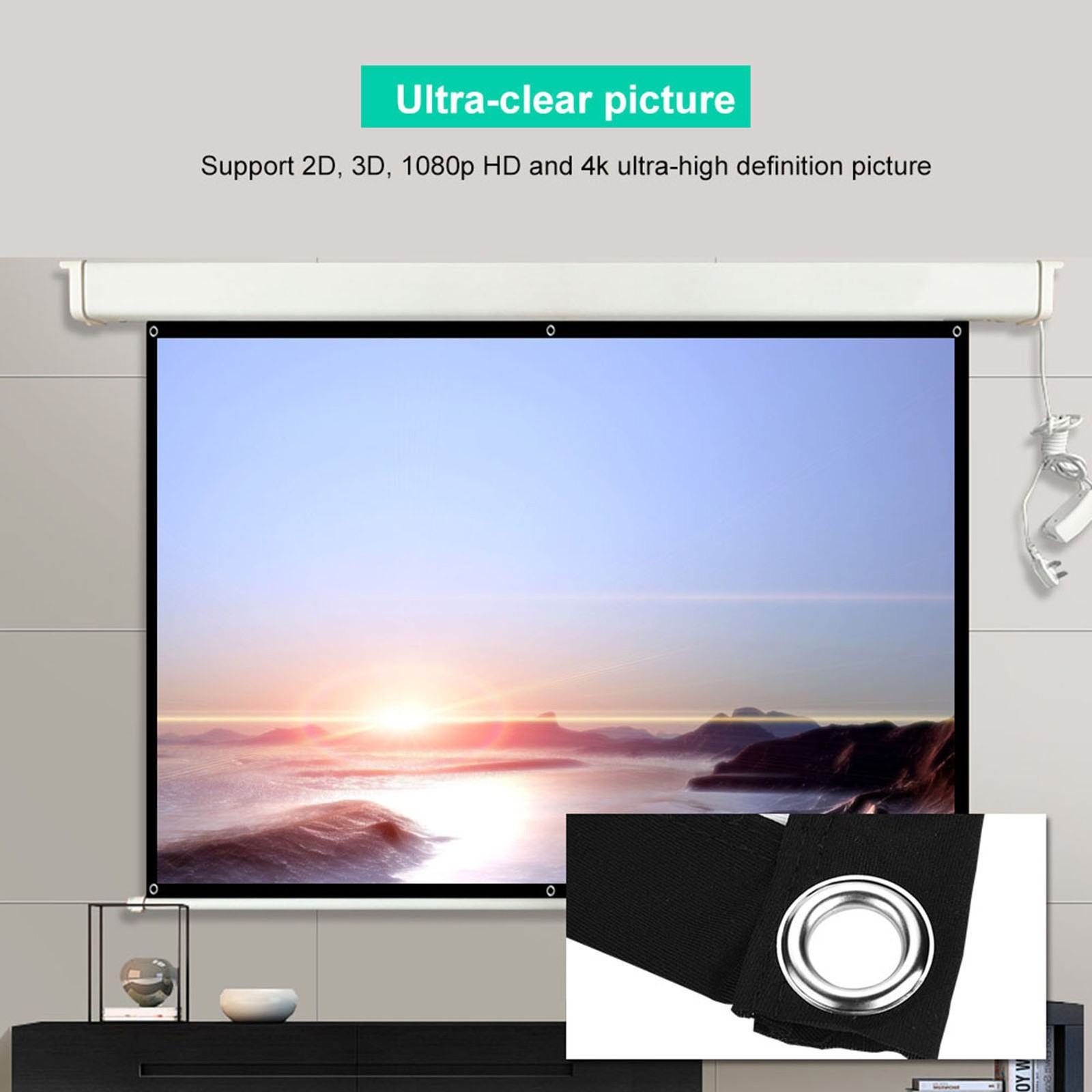 100 HD Projector Screen Ultra-clear Visual Experience For Home Theater