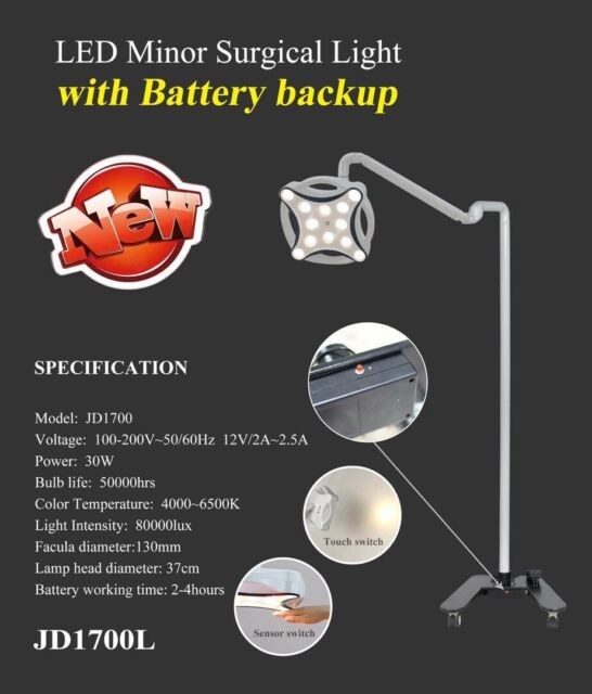 12W LED Mobile Shadowless Lamp Surgical Medical Operating Lamp JD1700L US STOCK