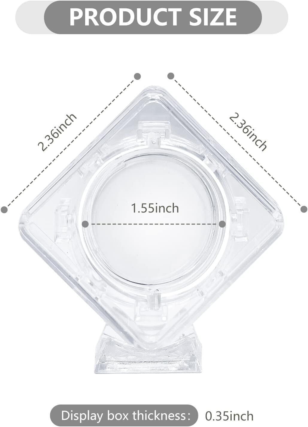 3D Coin Display Case Stand Rotatable Floating Coin Capsules Protector 40 mm 2Pcs