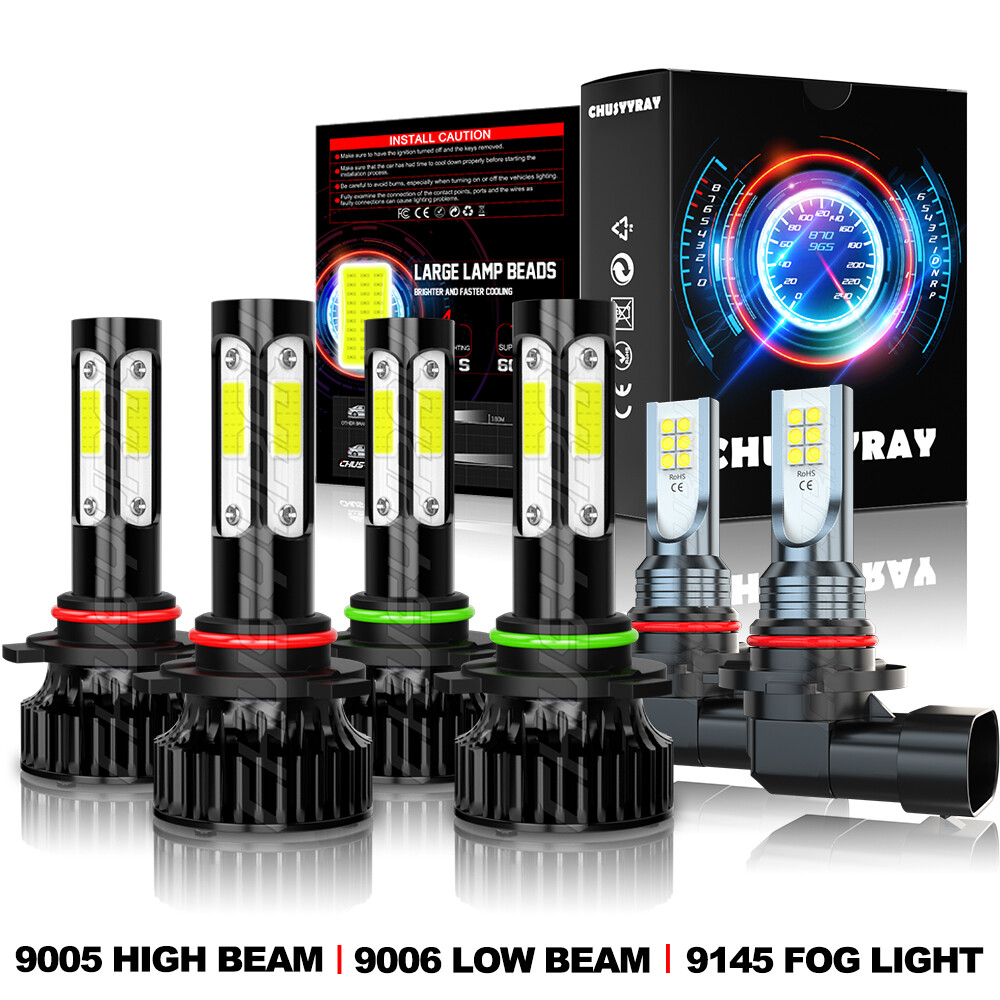 6x For Toyota Corolla 2005 2006 2007 2008 LED Headlight High/Low Fog Light Bulb