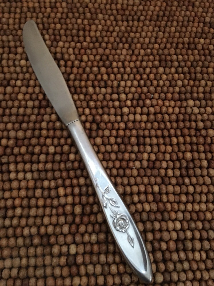 Oneida MY ROSE Stainless Glossy Floral Leaves HOLLOW DINNER KNIFE 8.5”