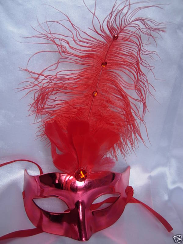 3 Set Halloween Red Eye Feather Mask Fancy Dress Night Party Red N