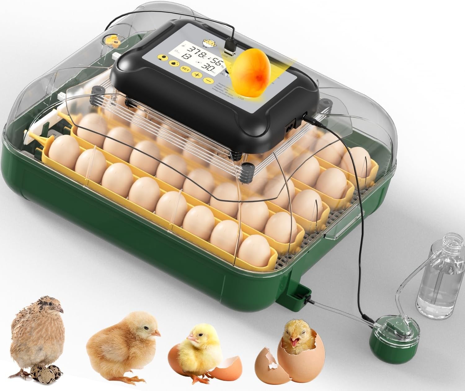 MATICOOPX 30 Egg Incubator with Humidity Display, Egg Candler, Automatic Egg Tur