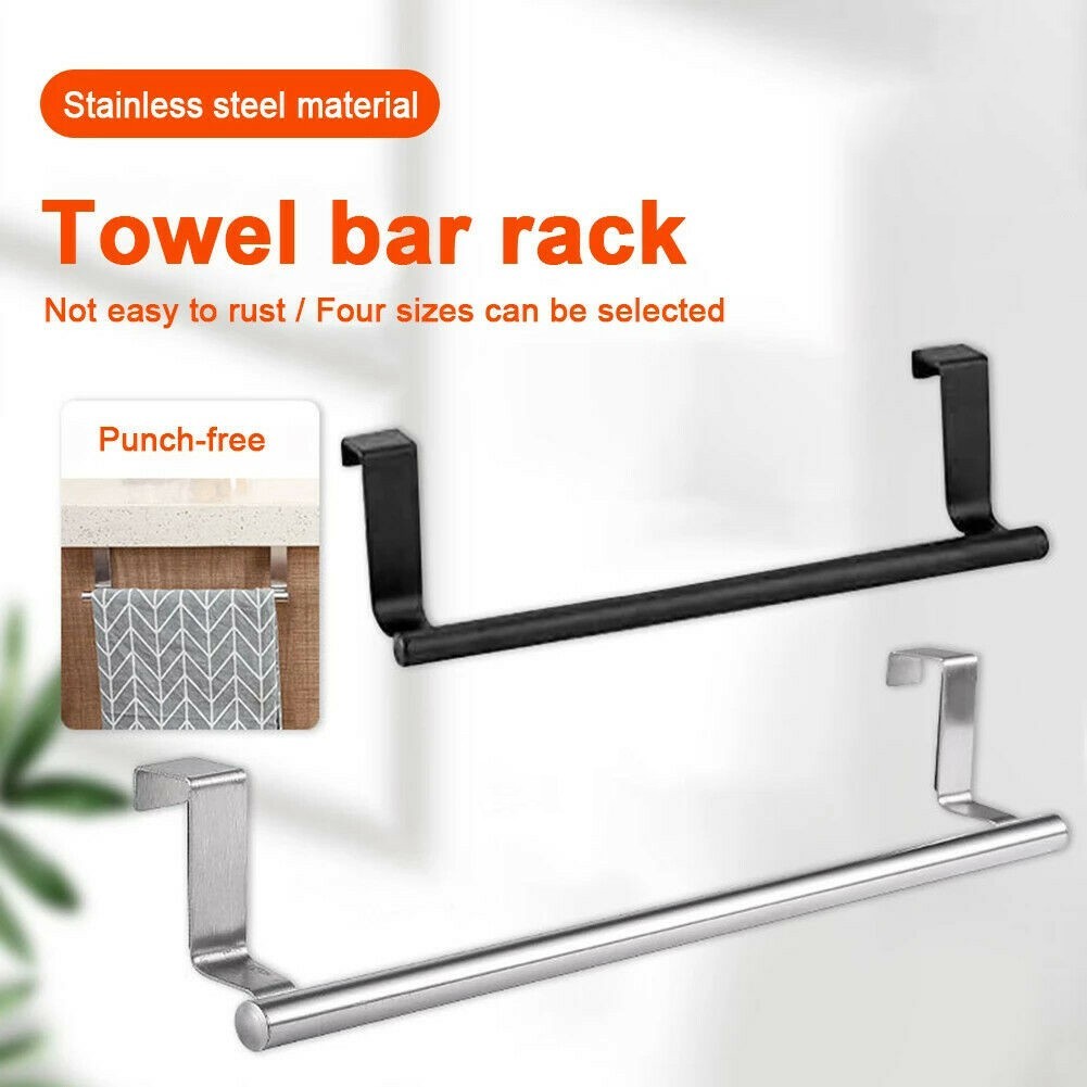 Over Door Tea Towel Holder Rack Bathroom Rail Cupboard Hanger Kitchen Hook,