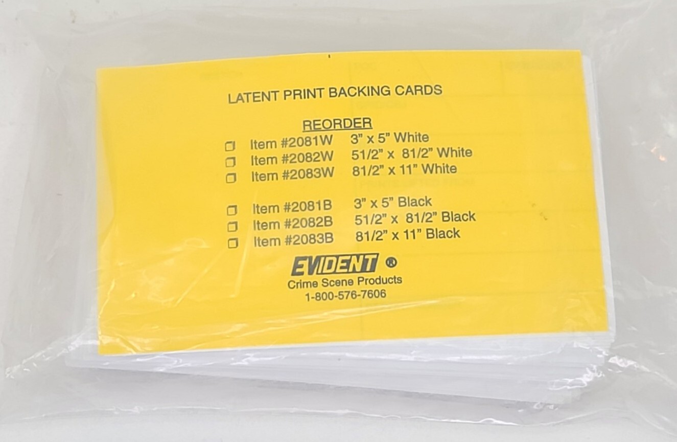 Evident Latent Print Backing Cards white 3"×5" *FREE SHIPPING*