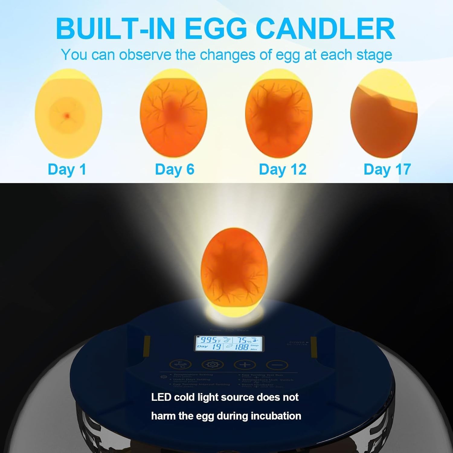 18 Egg Incubators for Hatching Eggs with Temperature Control, Egg Incubator w...