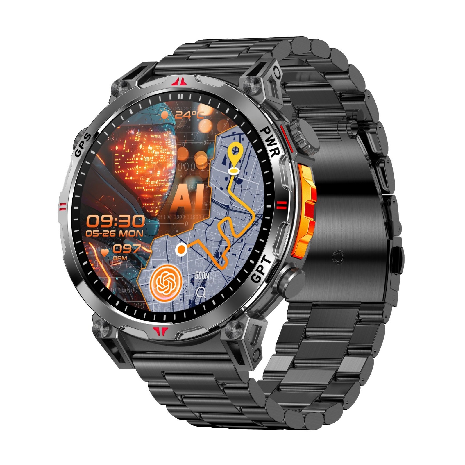 KC93 Smart Watch Heart Rate Compass Waterproof Bluetooth Calling GPS Sport