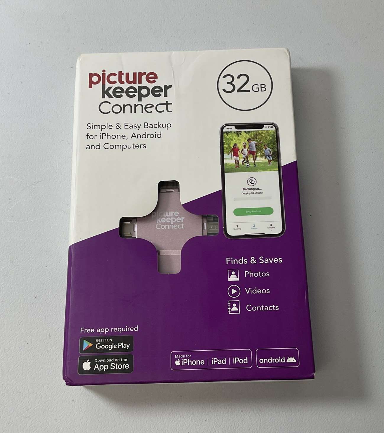 Picture Keeper Connect 32GB Simple and Easy Backup for iPhone, Android, and PC
