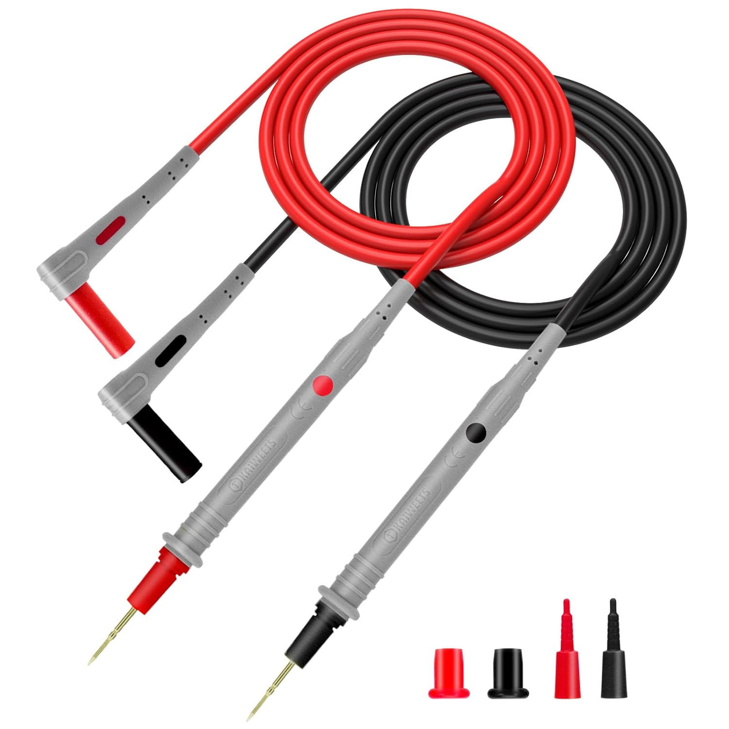 Silicone Multimeter Test Leads with Gold-Plated Probes, 48 Inch Long, CAT III 10
