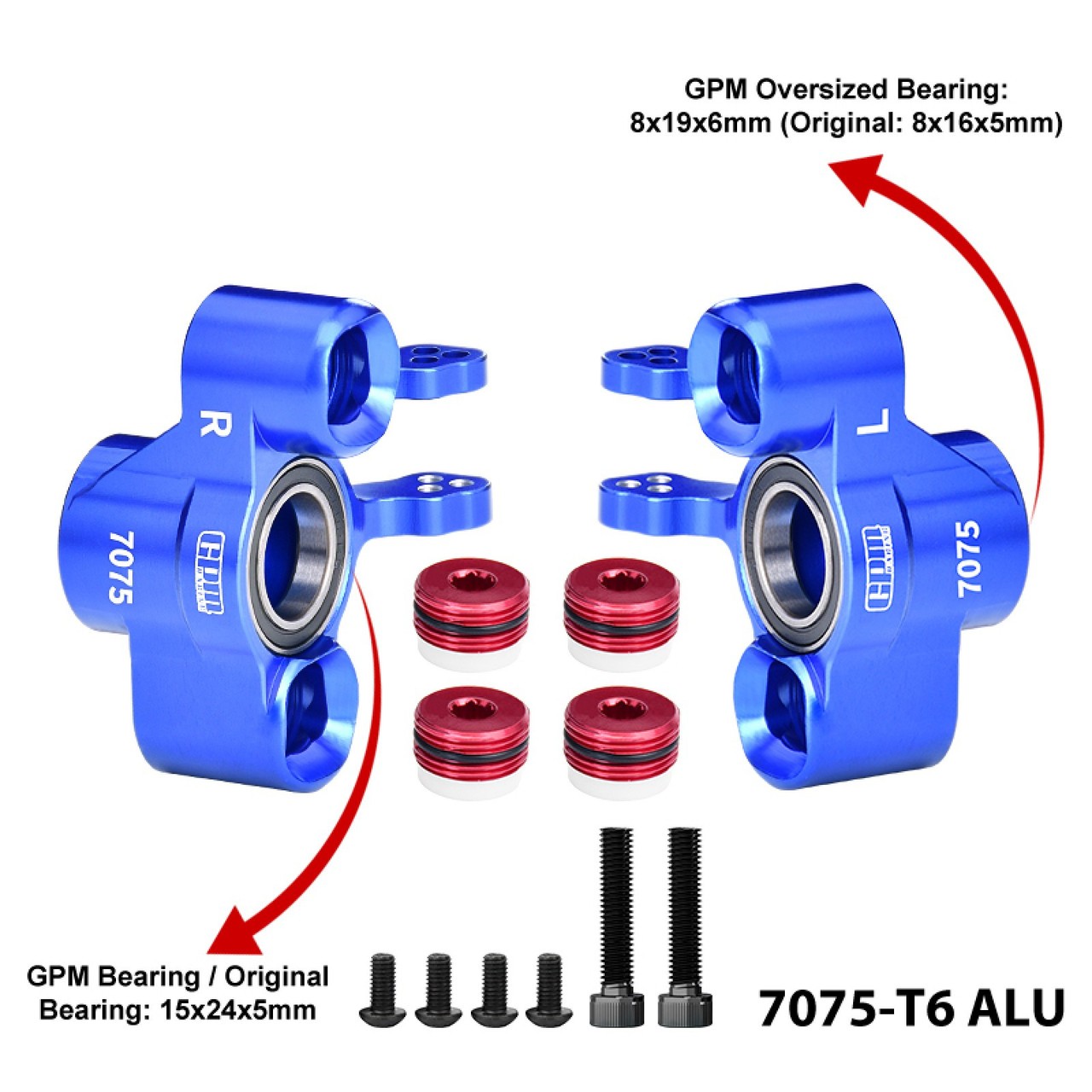 Front Steering Blocks (Larger Bearings) - Compatible w/ Arrma 1/8