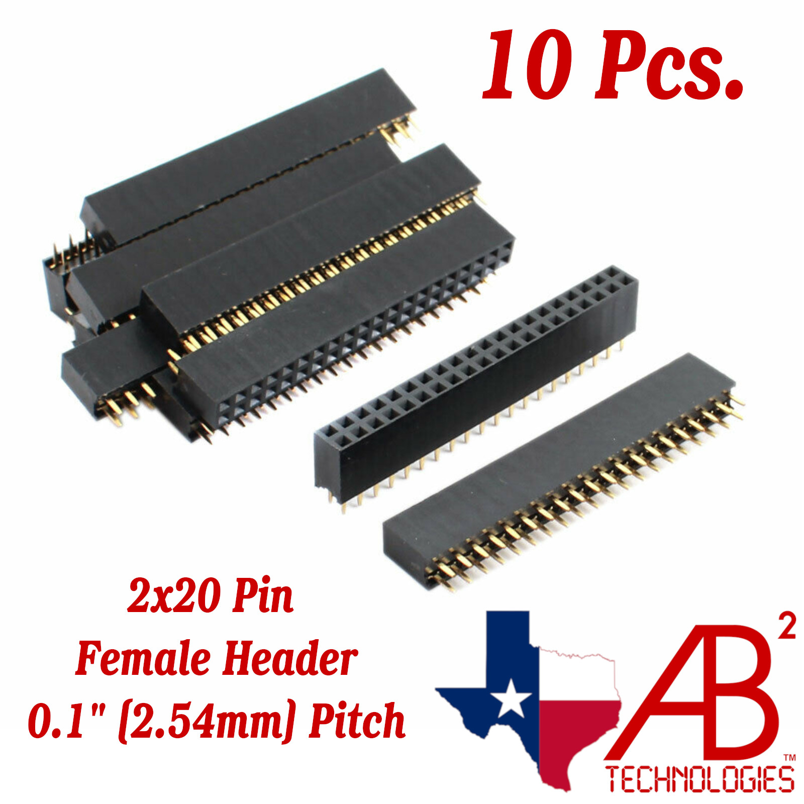 10 Pcs 2x20 (40) Pin Female Header 0.1" 2.54mm PCB Strip Connectors