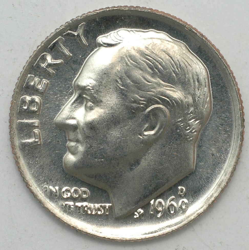 1969-D Roosevelt Dime Uncirculated from original roll Free Shipping