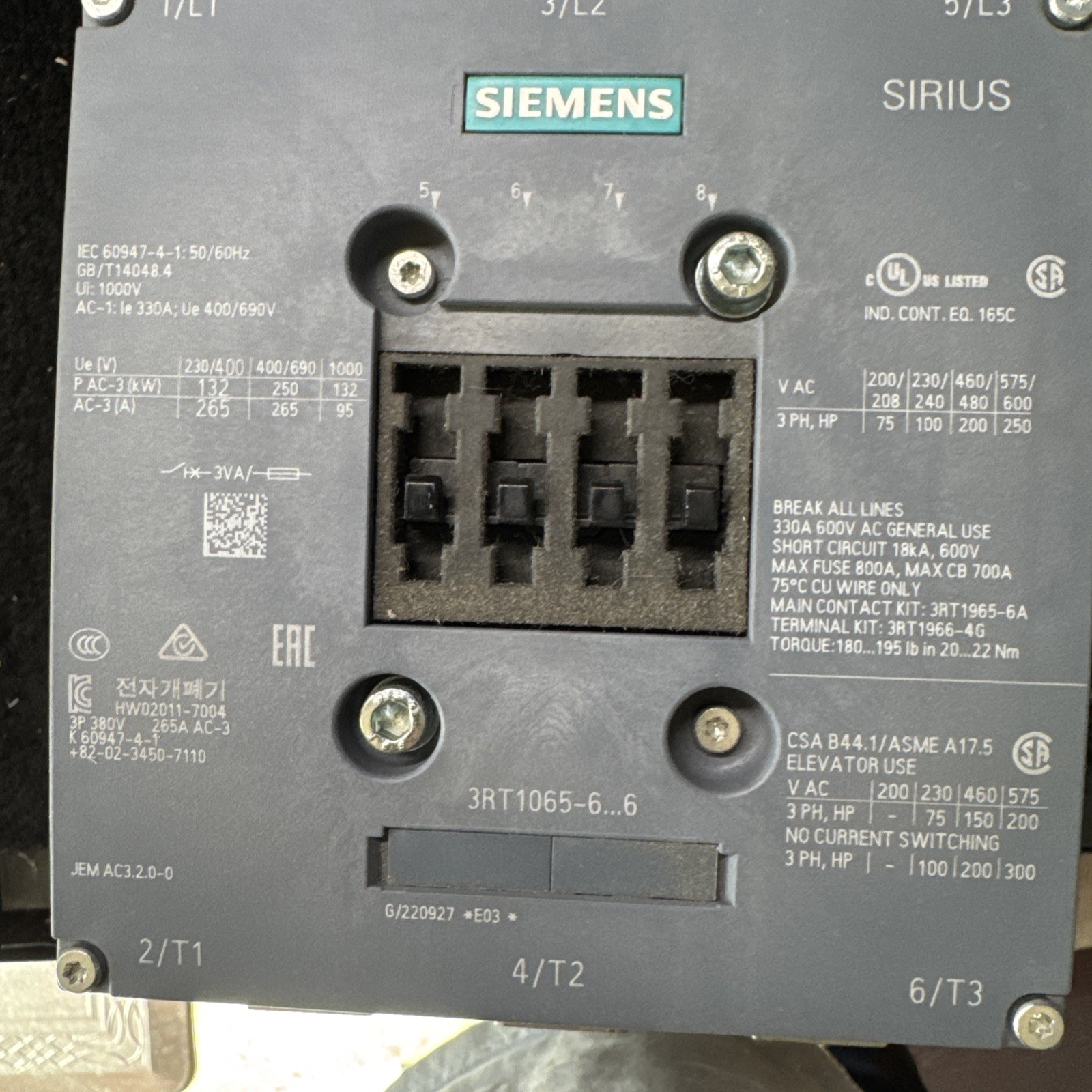 NEW Siemens Contactor 3RT1065-6AF36 3RT10656AF36 (UP TO 10)