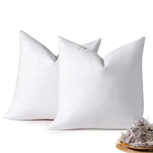 18x18 Feather Down Pillow Inserts Set of 2, Decorative 18x18 Inch(Set of 2)